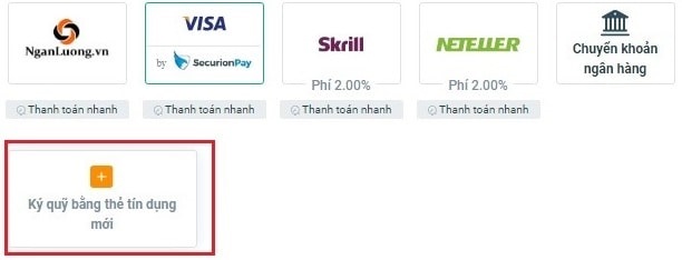 Nạp tiền bằng thẻ VISA