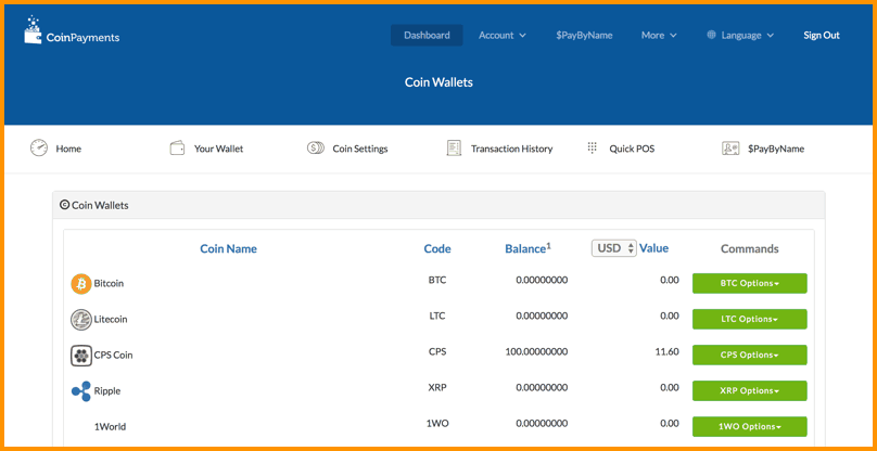 Hướng dẫn tạo ví coinpayment