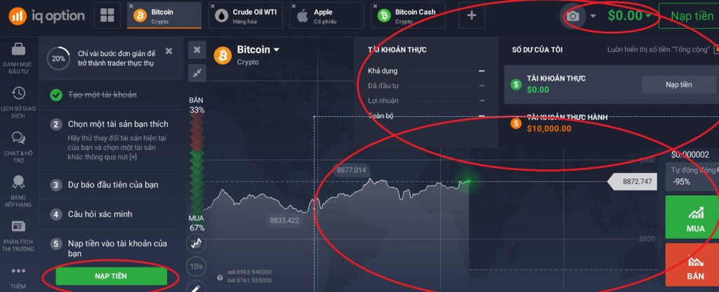 Bạn vẫn có thể thay đổi giữa 2 tài khoản chơi Trade BO