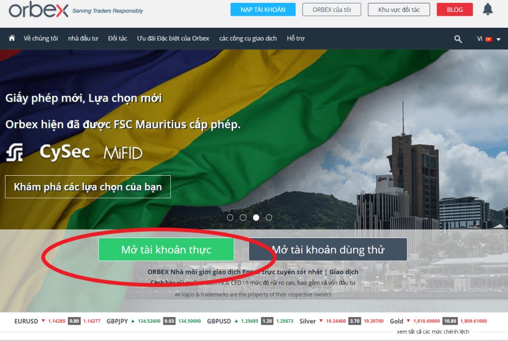 Hướng dẫn mở tài khoản sàn Orbex bước 1
