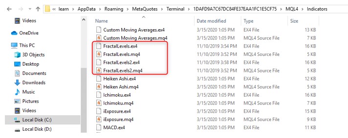 Cách cài đặt chỉ báo fractal