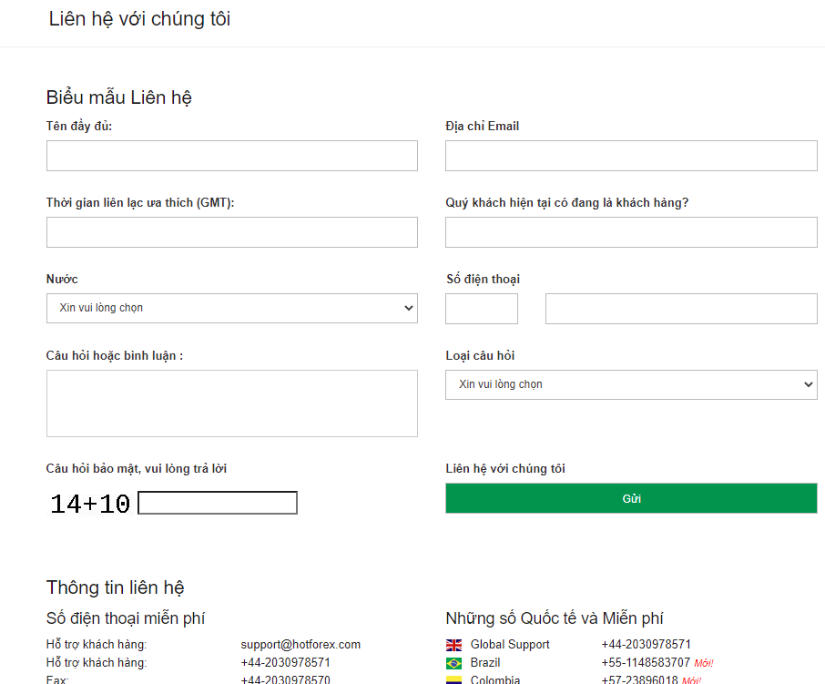 Dịch vụ chăm sóc khách hàng sàn HotForex