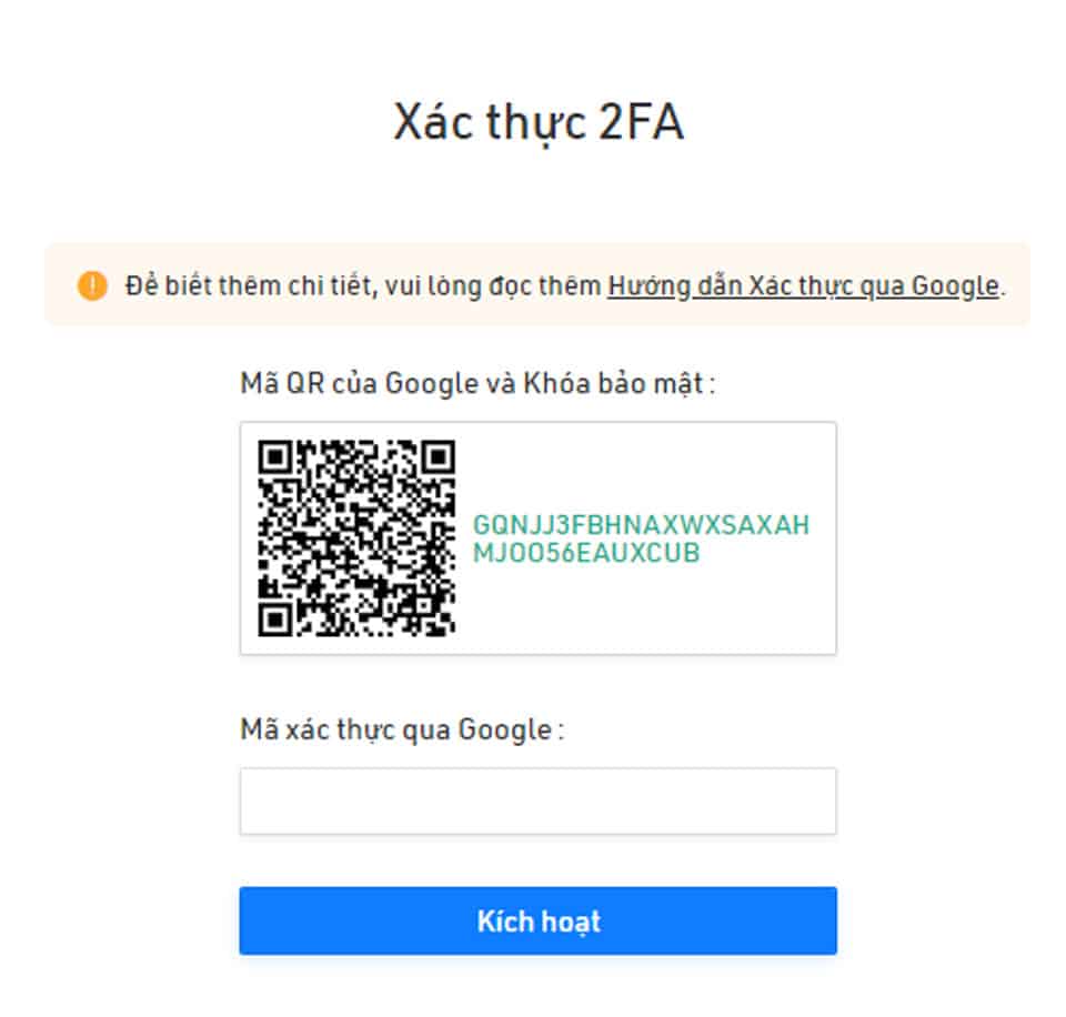 Bước Xác thực 2FA