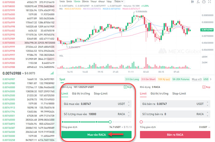 Cách mua đồng RACA (Nguồn: Internet)