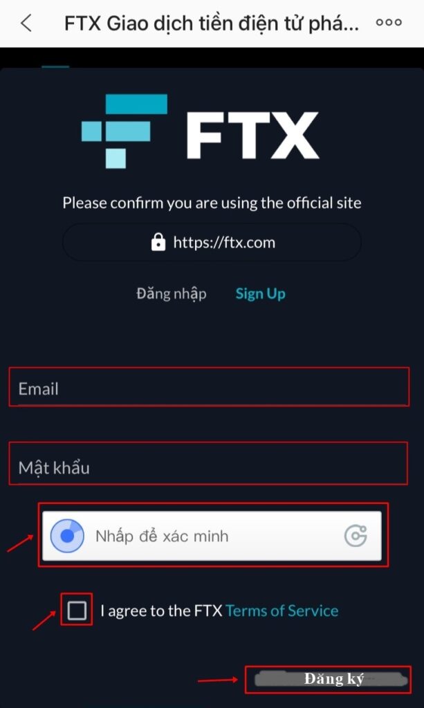 Điền đầy đủ thông tin đăng ký