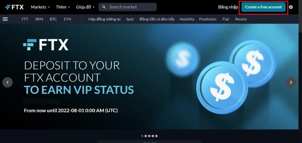 Chọn “Create a free account” để bắt đầu tạo tài khoản