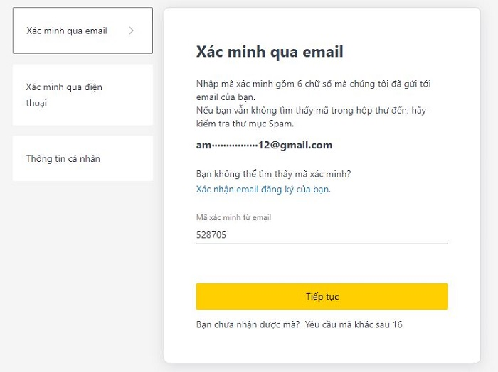 Xác minh qua email là một trong các bước mở tài khoản sàn Exness 