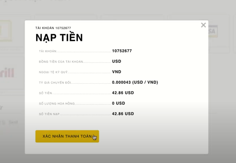 Nạp rút tiền sàn Exness