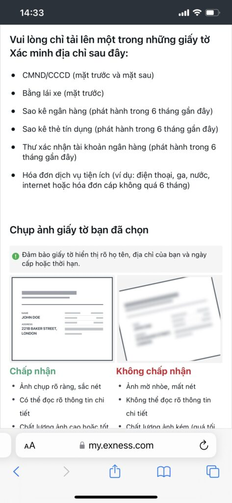 Giấy tờ cần để mở tài khoản sàn forex exness