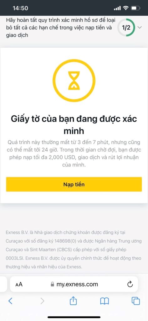 Hệ thống xác minh giấy tờ của trader