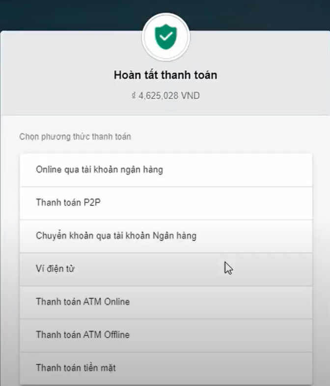 Xác nhận quá trình thanh toán 