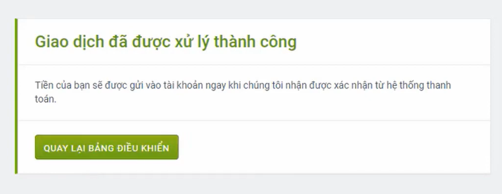 Nạp tiền thành công 
