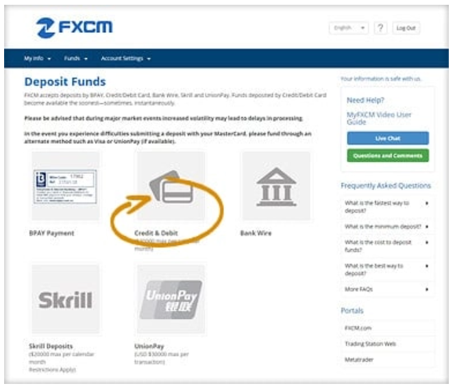 Nạp rút tiền sàn FXCM