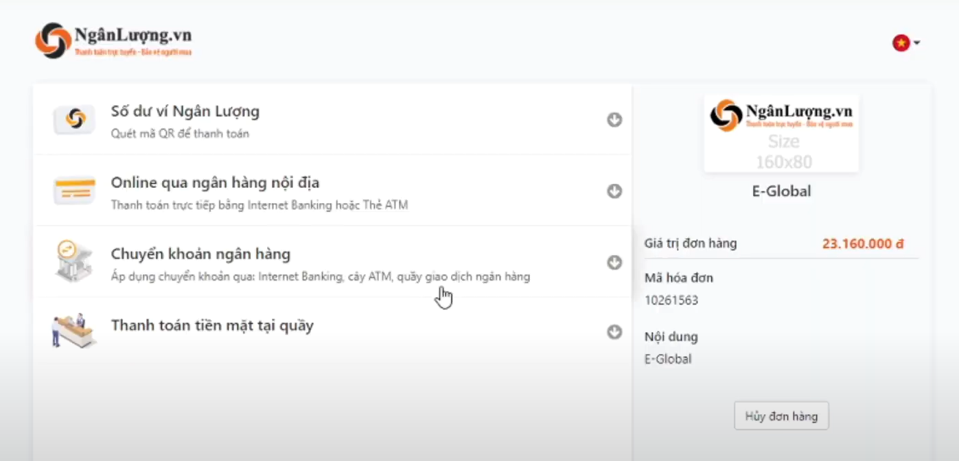 Xác nhận phương thức nạp tiền 