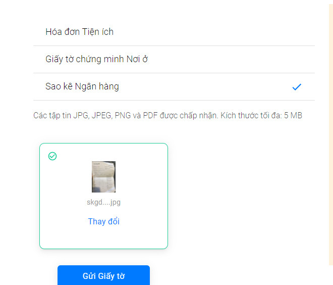 Tải lên giấy tờ xác minh địa chỉ của trader