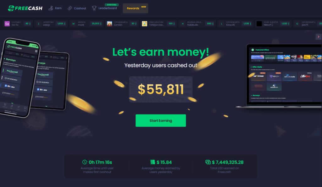 App kiếm tiền online không cần vốn cho học sinh - Freecash