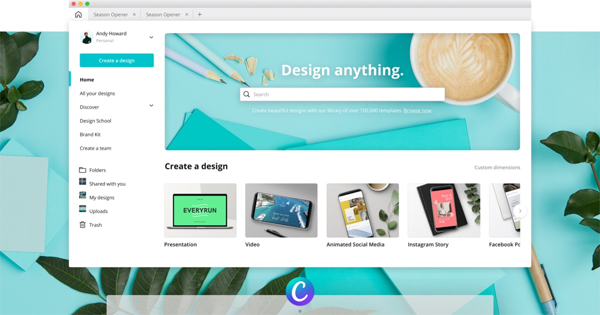 Giao diện của app Canva