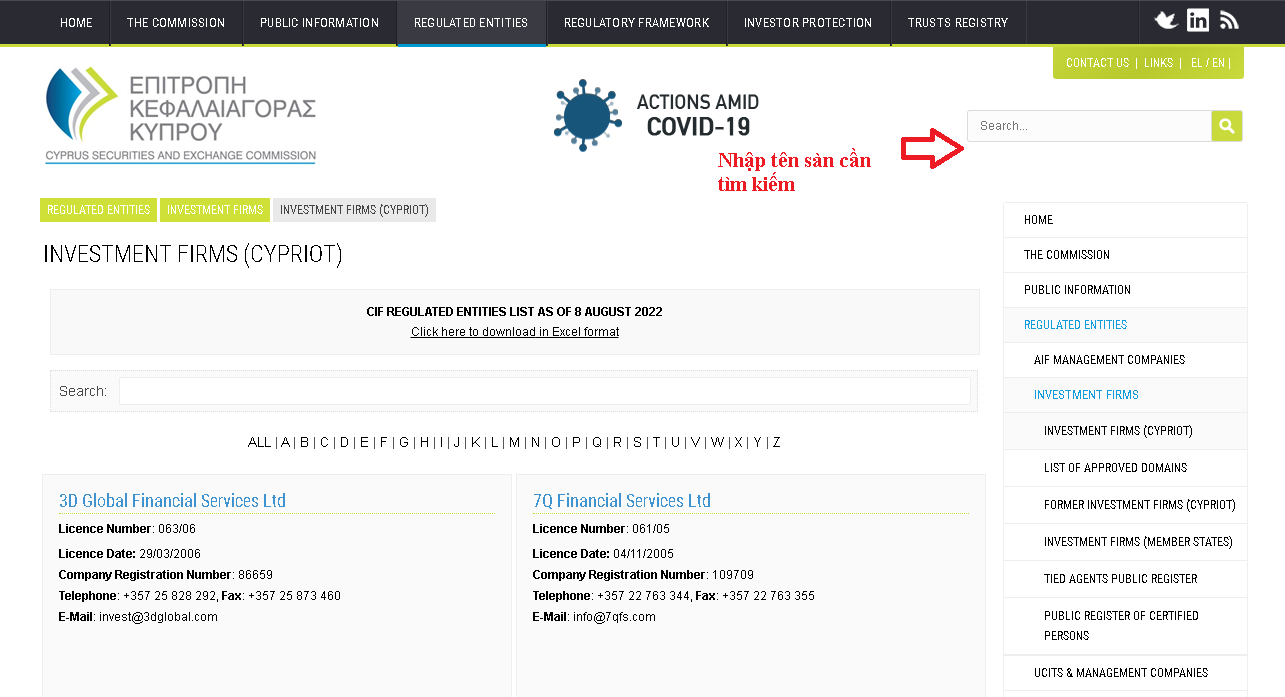 Cách kiểm tra giấy phép CySEC ở Síp