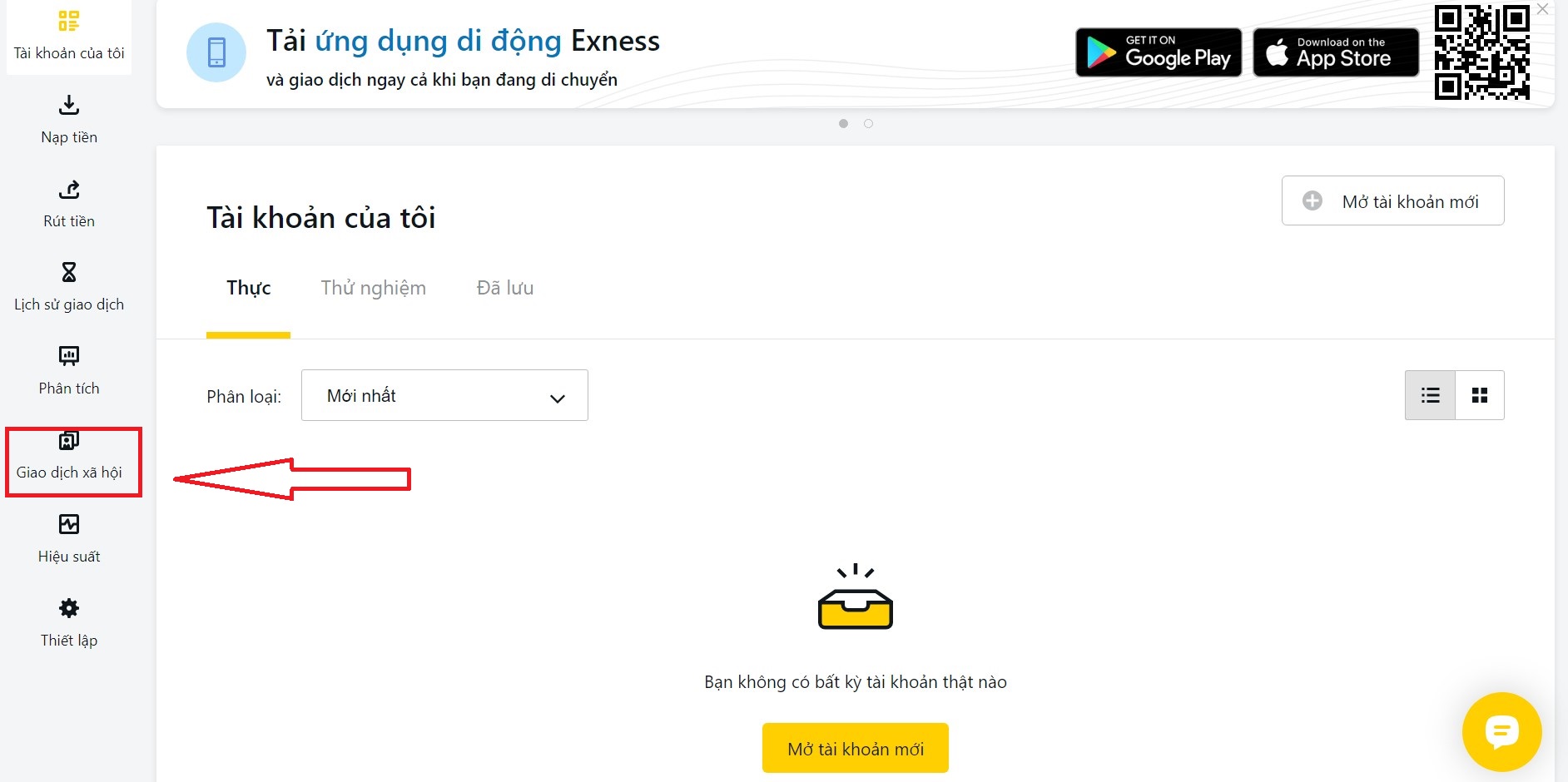 Các bước tham gia và hoạt động trên Exness Social Trading cơ bản