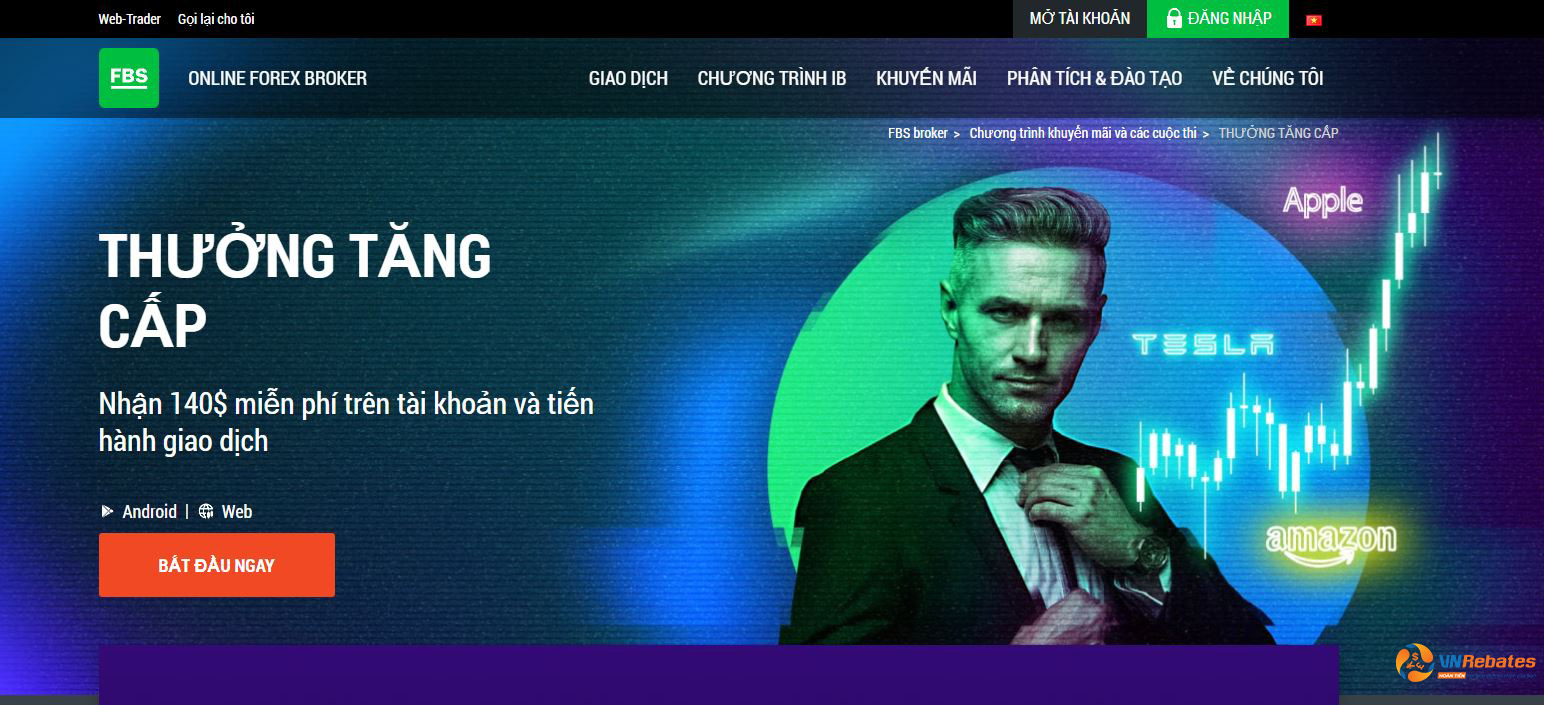Thưởng welcome bonus fbs lên tới 140USD