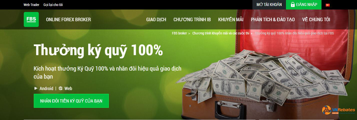 Thưởng nạp tiền lần đầu FBS 100%