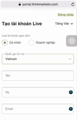 Điền thông tin cá nhân