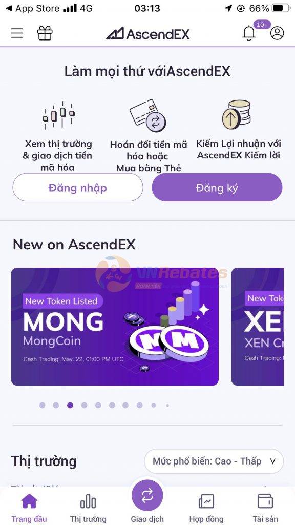 Nhấn vào nút “Đăng ký”