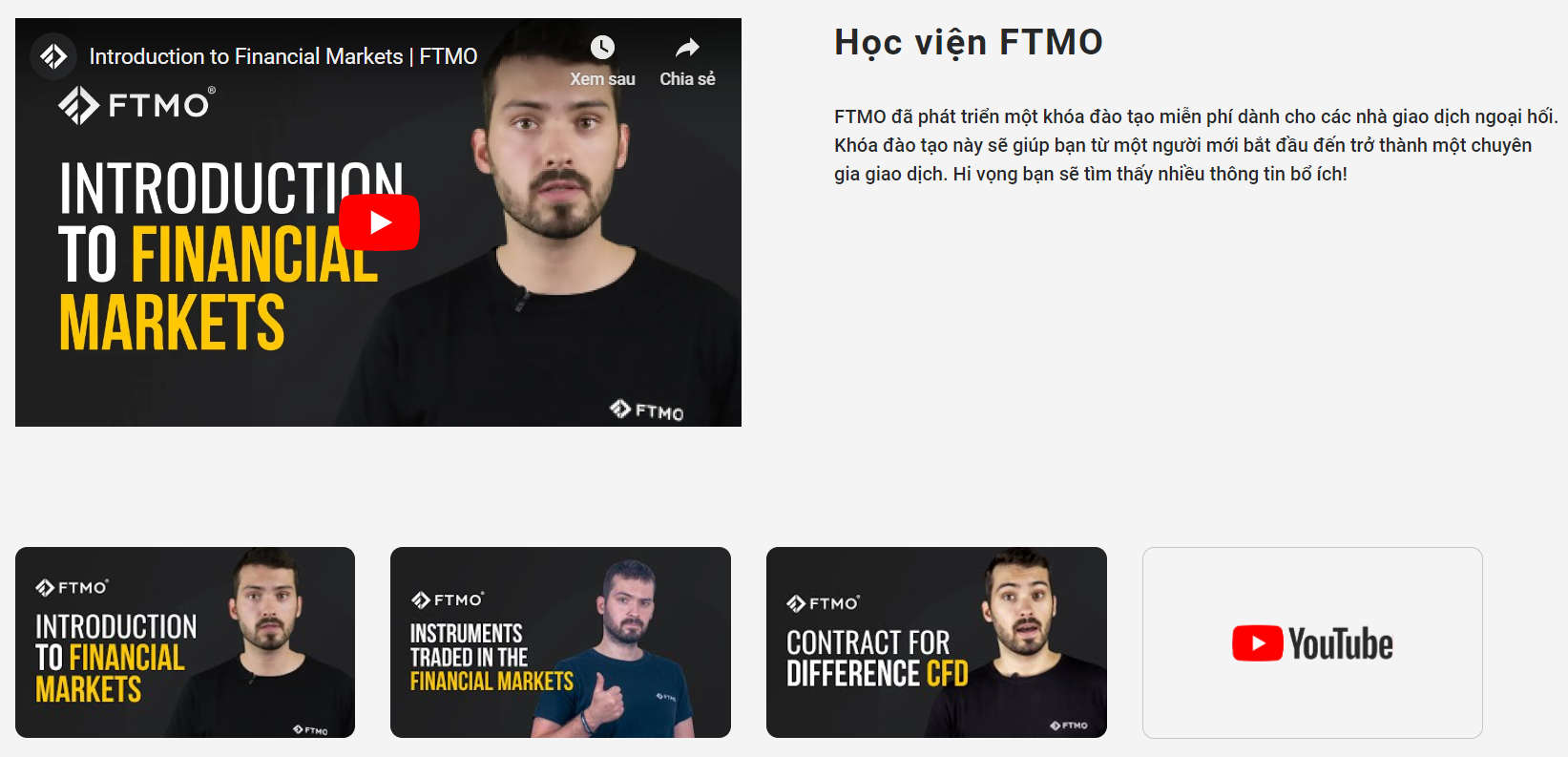 Chương trình đào tạo của quỹ FTMO