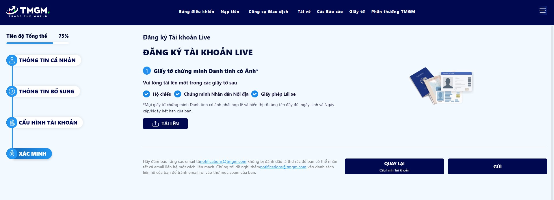 mở tài khoản sàn tmgm