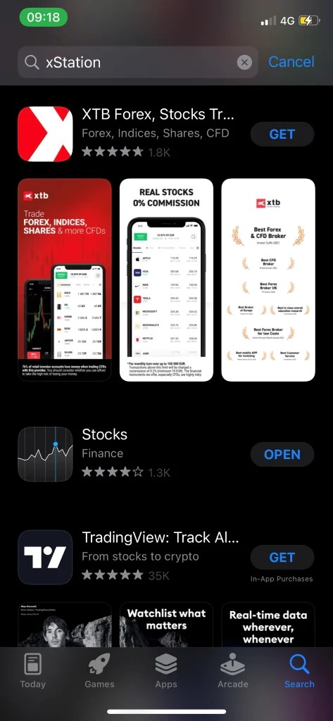 Tải XTB xStation trên app.