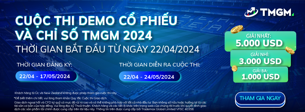 giải thưởng 5000 USD từ cuộc thi giao dịch Demo cổ phiếu và chỉ số chứng khoán của TMGM